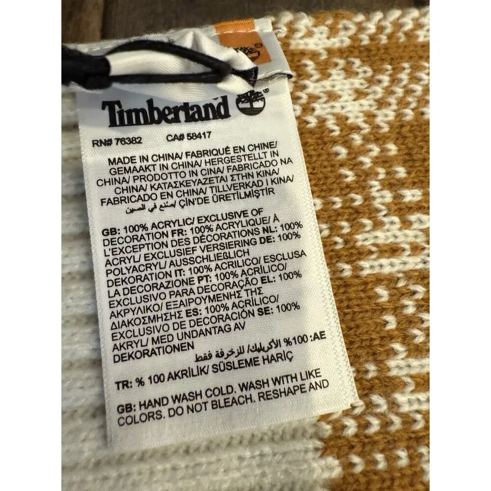 Timberland Plaid Unisex Scarf Brown White Color One Size 63x9 NWT NEW $60